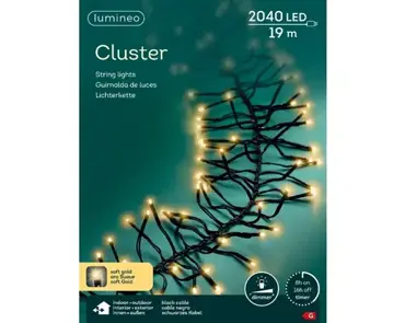 Lumineo cluster kerstverlichting | 2040 LED | 19 meter | soft gold - afbeelding 1