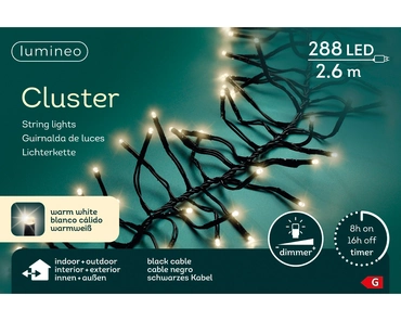 Lumineo cluster kerstverlichting | 288 LED | 2.6 meter | warm wit - afbeelding 1