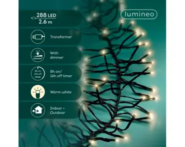 Lumineo cluster kerstverlichting | 288 LED | 2.6 meter | warm wit - afbeelding 2