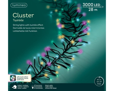 Lumineo cluster kerstverlichting | 3000 LED | 2.8 meter | soft multi colour - afbeelding 1