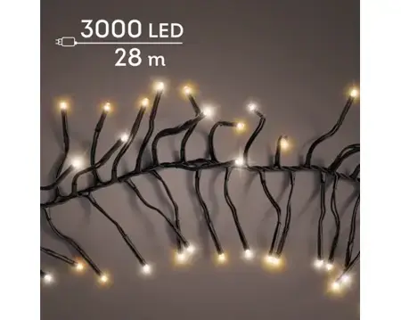 Lumineo cluster kerstverlichting | 3000 LED | 28 meter | warm wit en klassiek warm - afbeelding 3