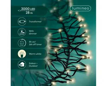 Lumineo cluster kerstverlichting | 3000 LED | 28 meter | warm wit - afbeelding 2