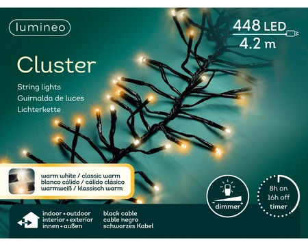 Lumineo cluster kerstverlichting | 448 LED | 4.2 meter | warm wit en klassiek warm - afbeelding 1