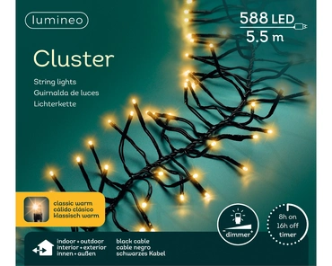 Lumineo cluster kerstverlichting | 588 LED | 5.5 meter | klassiek warm - afbeelding 1