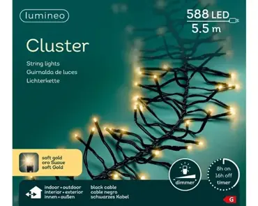 Lumineo cluster kerstverlichting | 588 LED | 5.5 meter | soft gold - afbeelding 1