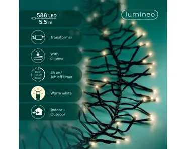 Lumineo cluster kerstverlichting | 588 LED | 5.5 meter | warm wit - afbeelding 2