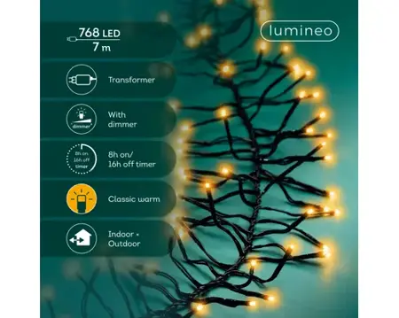 Lumineo cluster kerstverlichting | 768 LED | 7 meter | klassiek warm - afbeelding 2