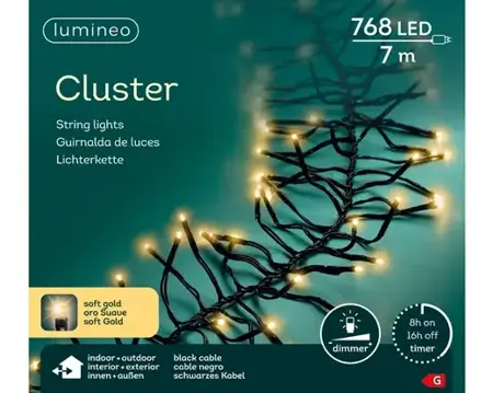 Lumineo cluster kerstverlichting | 768 LED | 7 meter | soft gold - afbeelding 1