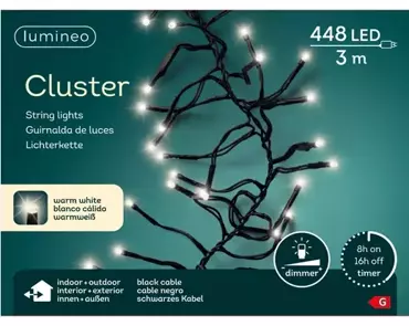 Lumineo clusterverlichting 3m - 448l warm wit - binnen/ buiten