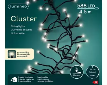 Lumineo clusterverlichting 4,5m - 588l warm wit - binnen/ buiten