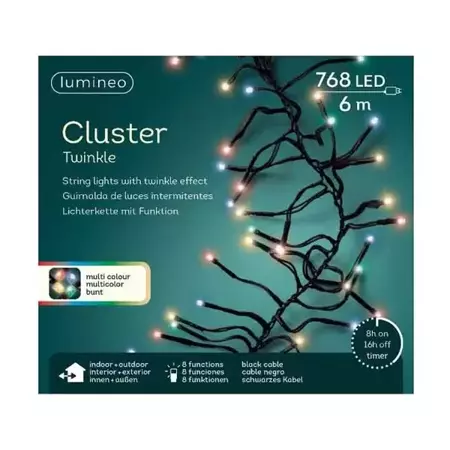 Lumineo clusterverlichting 6m - 768l Twinkle Multi - binnen/ buiten