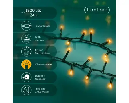 Lumineo compact kerstverlichting | 1500 LED | 34 meter | klassiek warm - afbeelding 2