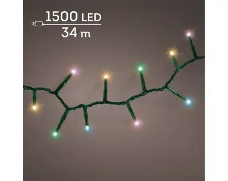 Lumineo compact kerstverlichting | 1500 LED | 34 meter | soft multi colour - afbeelding 3