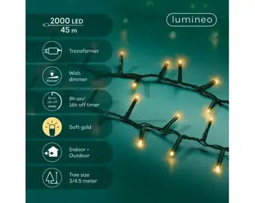 Lumineo compact kerstverlichting | 2000 LED | 45 meter | soft gold - afbeelding 2