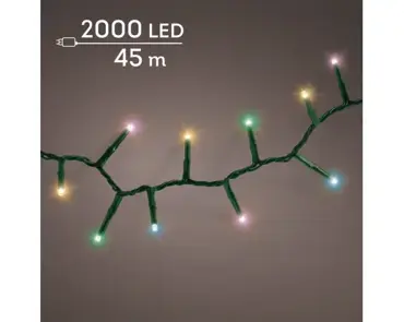 Lumineo compact kerstverlichting | 2000 LED | 45 meter | soft multi colour - afbeelding 3