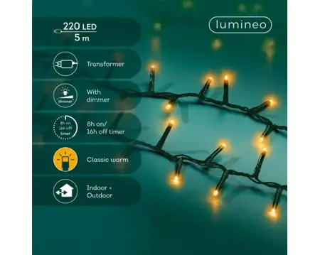 Lumineo compact kerstverlichting | 220 LED | 5 meter | klassiek warm - afbeelding 2