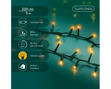 Lumineo compact kerstverlichting | 220 LED | 5 meter | klassiek warm - afbeelding 2