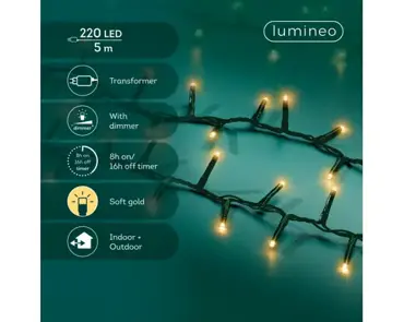 Lumineo compact kerstverlichting | 220 LED | 5 meter | soft gold - afbeelding 2