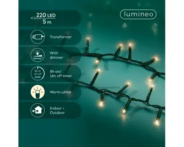 Lumineo compact kerstverlichting | 220 LED | 5 meter | warm wit - afbeelding 2
