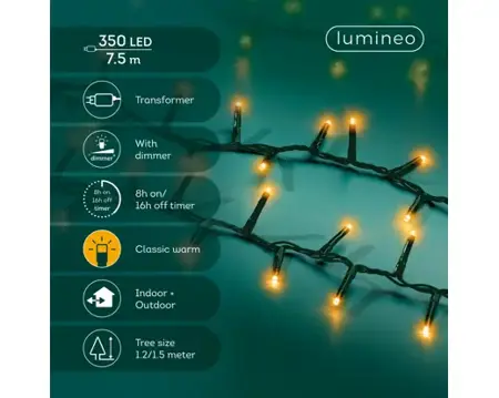 Lumineo compact kerstverlichting | 350 LED | 7,5 meter | klassiek warm - afbeelding 2