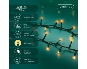 Lumineo compact kerstverlichting | 350 LED | 7.5 meter | soft gold - afbeelding 2