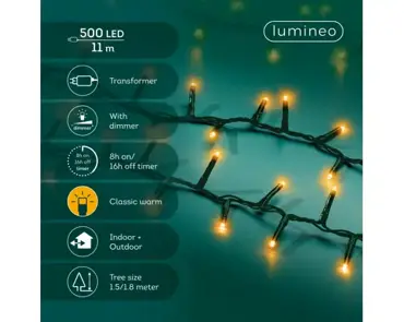 Lumineo compact kerstverlichting | 500 LED | 11 meter | klassiek warm - afbeelding 2