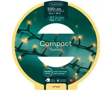Lumineo compact kerstverlichting | 500 LED | 15 meter | soft gold - afbeelding 1