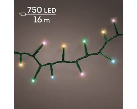 Lumineo compact kerstverlichting | 750 LED | 16 meter | soft multi colour - afbeelding 3