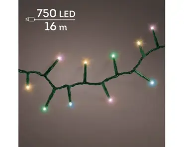 Lumineo compact kerstverlichting | 750 LED | 16 meter | soft multi colour - afbeelding 3