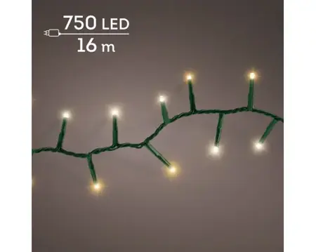 Lumineo compact kerstverlichting | 750 LED | 16 meter | warm wit en klassiek warm - afbeelding 3