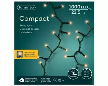 Lumineo Compact ricelightsled 22,5m -1000l klassiek warm