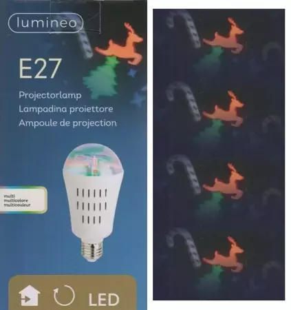 Lumineo Kerstprojector Lichtbron E27 l7,5 b14,5cm - Multi colour