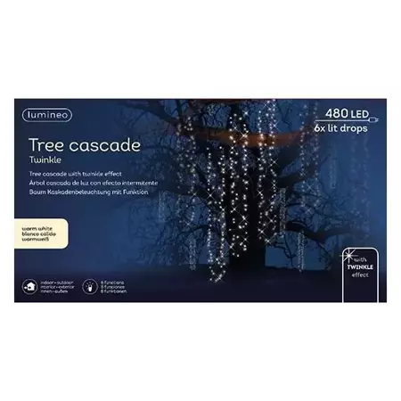 Kerstverlichting Led Cascade Twinkel Zwart l200cm 480l - Warm wit