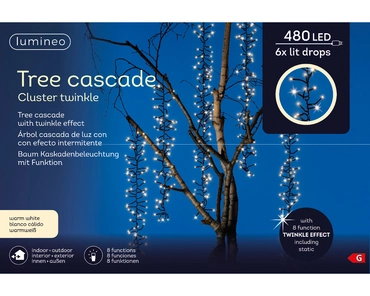 Lumineo Kerstverlichting Led Cascade Waterval zwart l200cm 480 l - Warm wit