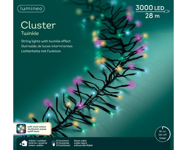 Lumineo Led cluster lights 2800cm zwart/soft multi - afbeelding 1