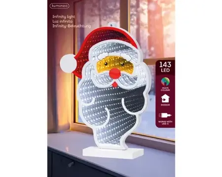 Lumineo led infinity hoofd kerstman 143LED multi - afbeelding 1