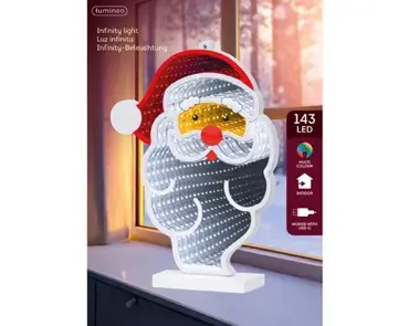 Lumineo led infinity hoofd kerstman 143LED multi - afbeelding 3