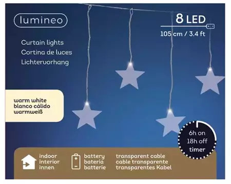 Lumineo Led raamverlichting ster op batterij l105cm - Warm wit - afbeelding 1