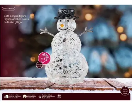Lumineo led sneeuwpop 80LED transparant/koel wit - afbeelding 1