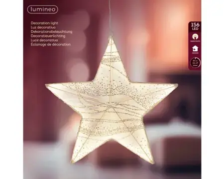 Lumineo led ster | 156 LED | 38 centimeter | wit/warm wit - afbeelding 1