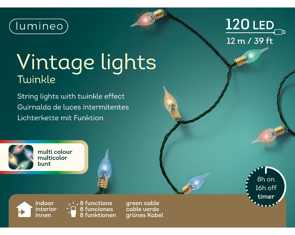 Lumineo Led vintage 1190cm groen/multi