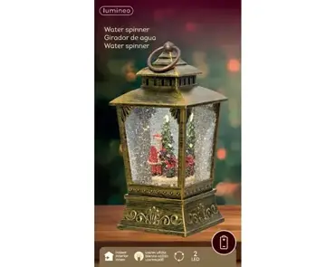 Lumineo led waterspinner lamp kerstman goud/warm wit - afbeelding 1