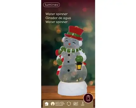 Lumineo led waterspinner sneeuwpop warm wit - afbeelding 1