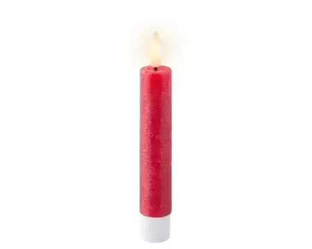 Lumineo leddinerkaars d2h14cm 2st kerst rood - afbeelding 1
