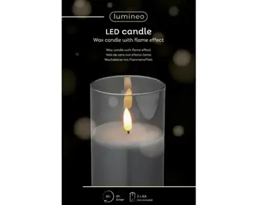 Lumineo ledkaars in glas 12.5cm rookgrijs - afbeelding 3