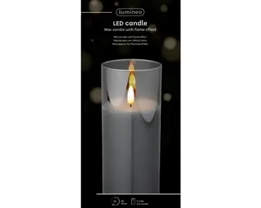 Lumineo ledkaars in glas 17.5cm rookgrijs - afbeelding 3