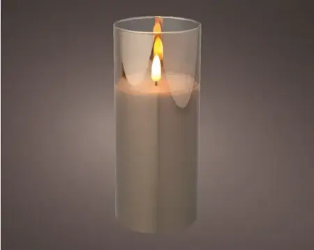 Lumineo ledkaars in glas 17.5cm rookgrijs - afbeelding 3