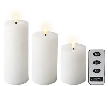 Lumineo ledkaars met afstandsbediending set van 3 wit - afbeelding 2