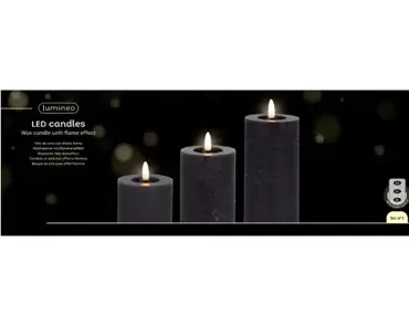 Lumineo ledkaars met afstandsbediening set van 3 grijs - afbeelding 3