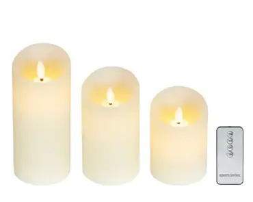Lumineo ledkaars wave vlam 3st creme/warm wit - afbeelding 1